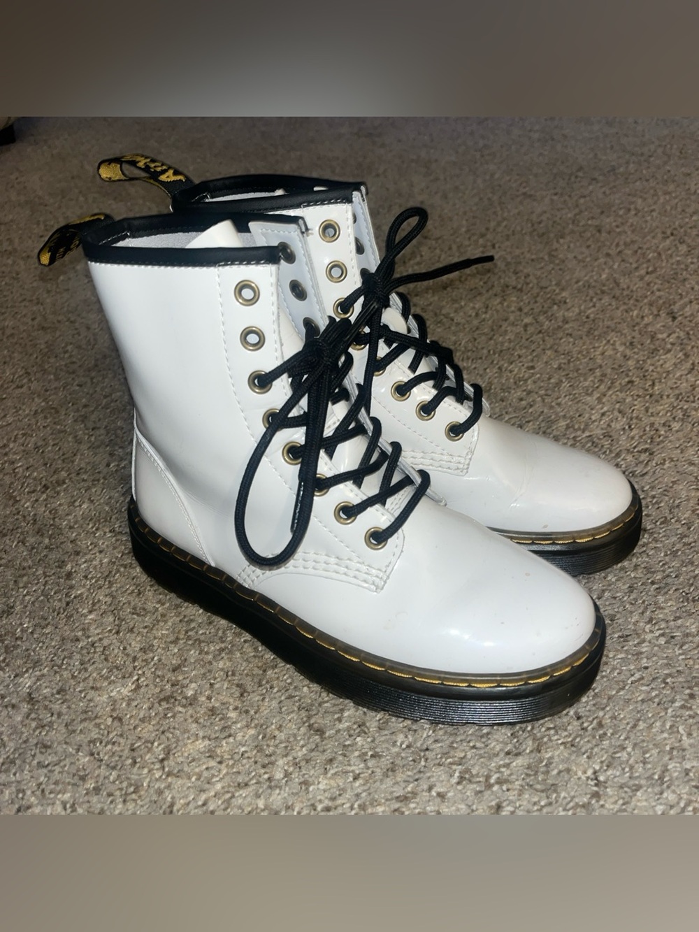 Dr. Doc Martens ZAVALA Combat Boots Womens Sz 5 White Leather Lace Up 1460 Clean